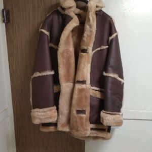 Men's Brown and Tan Shearling Coat SERIOUS INQUIRES ONLY!